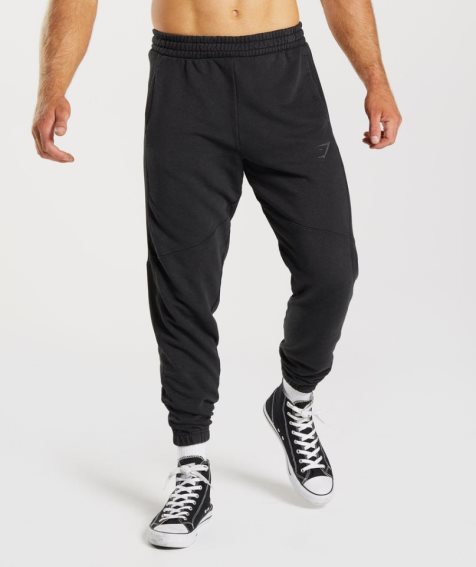 Men's Gymshark Power Washed Jogger Black | NZ 8DCNSR